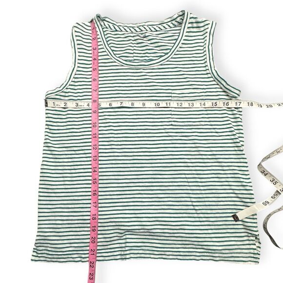 MADEWELL Women’s Green White Striped Whisper Cotton Pocket Tank Top Size Small - Picture 7 of 7